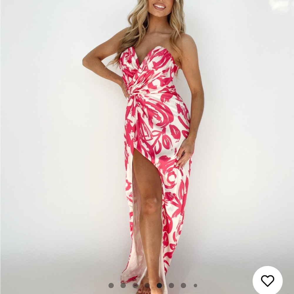 Luxxel Pink and White Floral High Low Dress